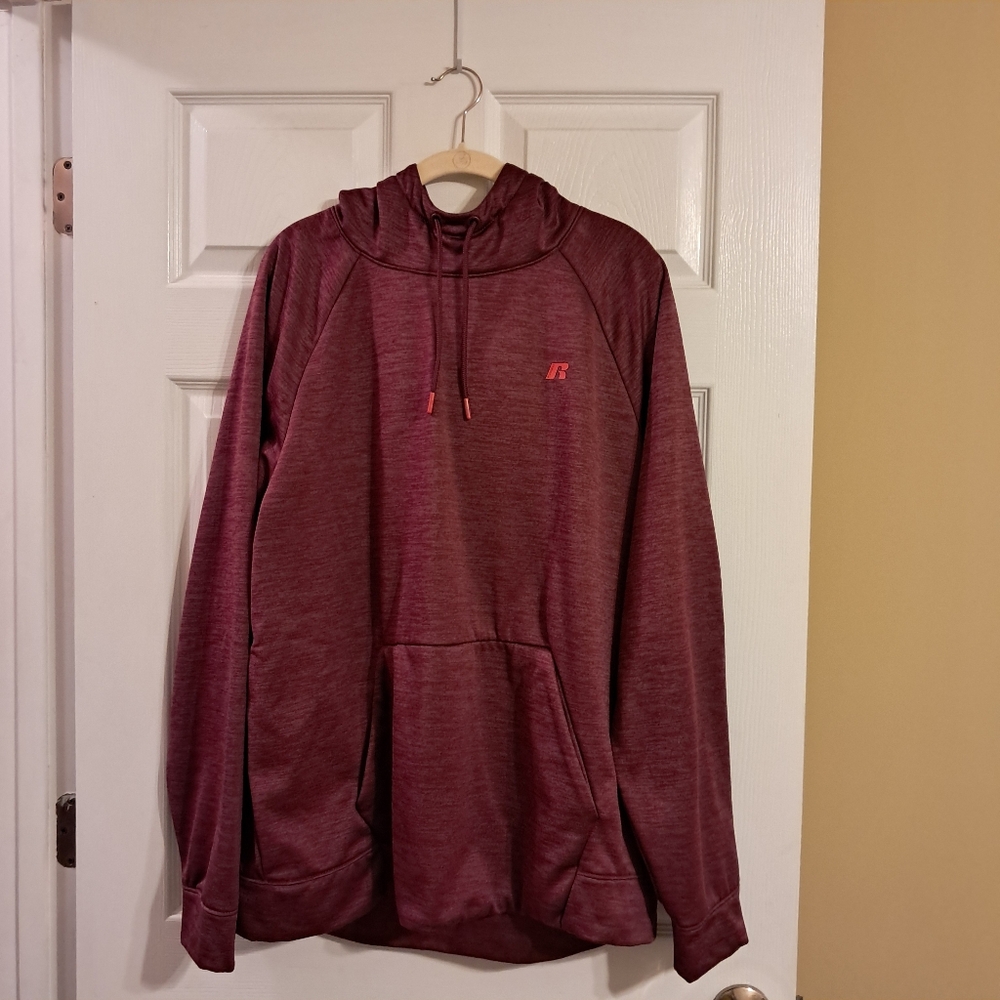 Russell Men's Size XL Maroon‎ Tech Fleece Hoodie with Kangaroo Pocket